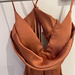 Hello Molly Reveal Your Mind Midi Womens Dress Brown Sz 2 XS